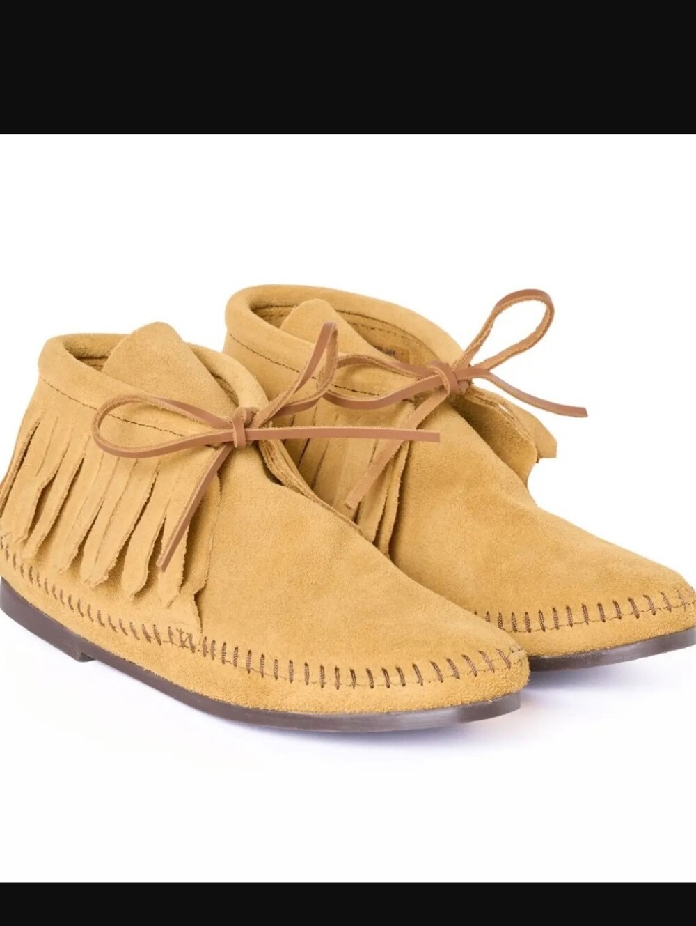 Minnetonka Classic Fringe Hardsole Boot Tan Suede